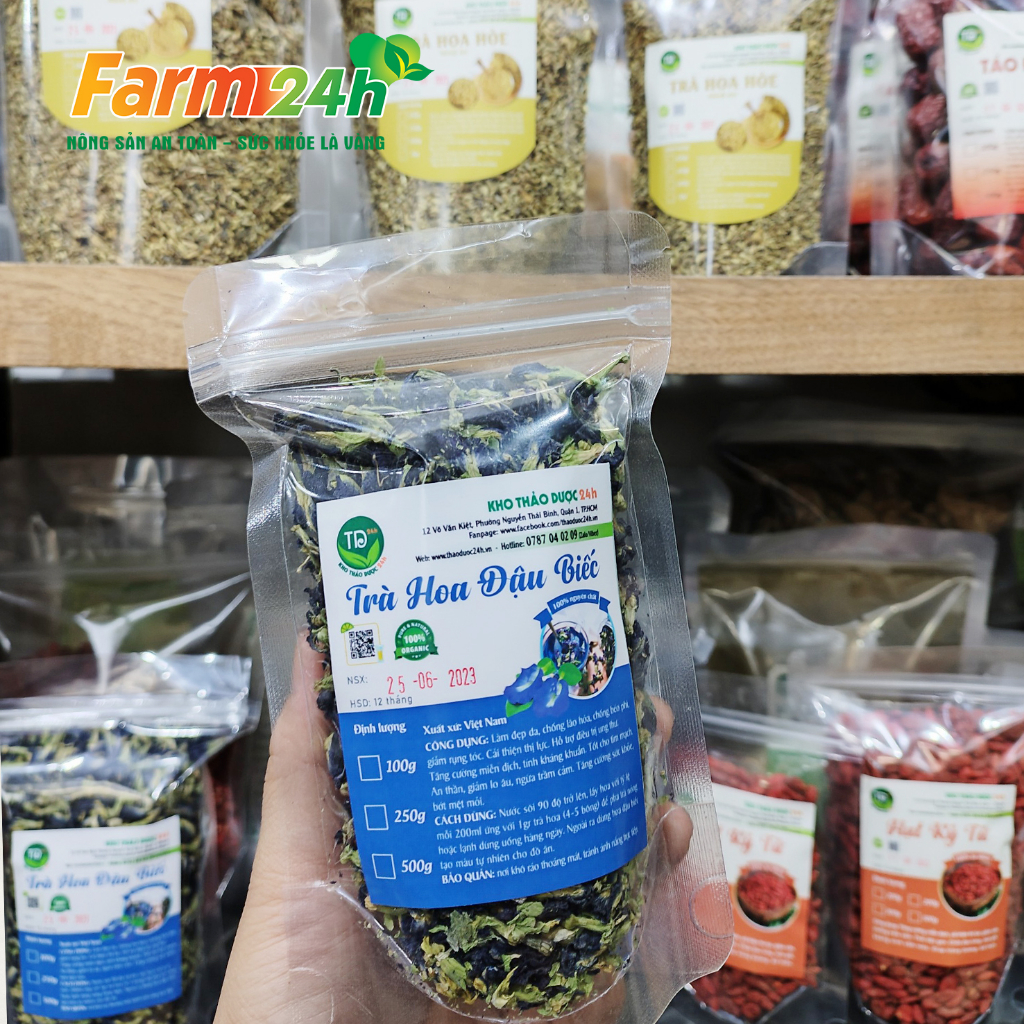 Trà hoa đậu biếc 100% tự nhiên, nguyên liệu pha chế, nấu nướng, làm bánh, lên màu thực phẩm tự nhiên, không hóa chất