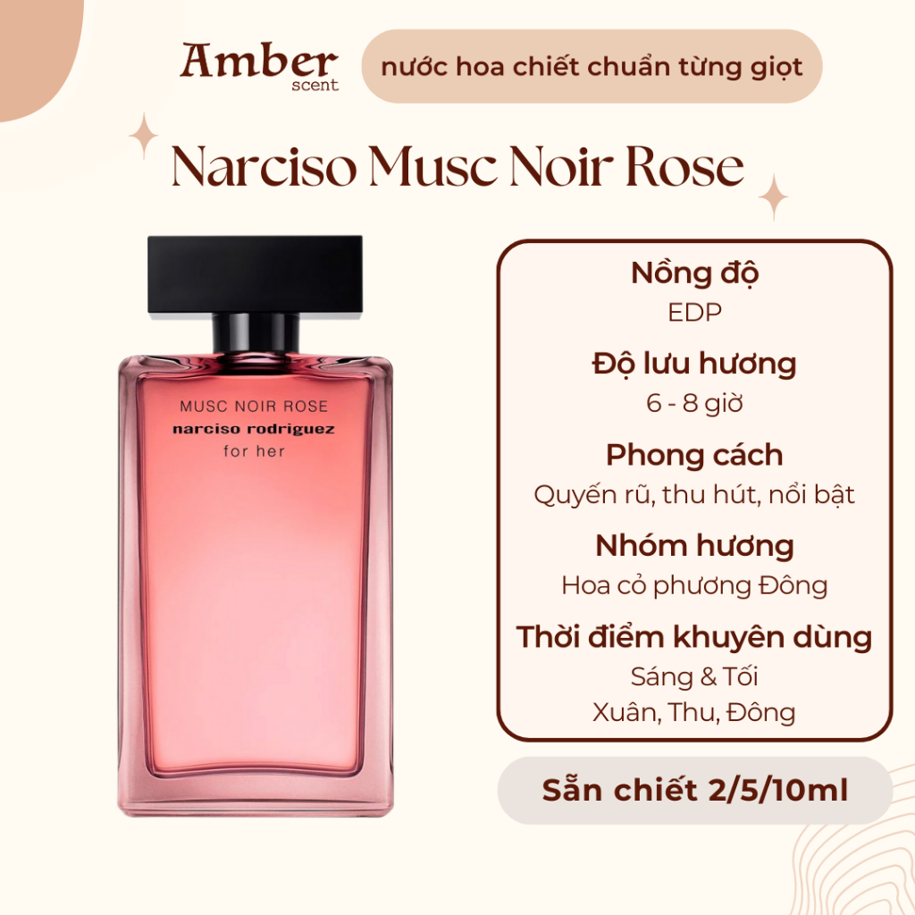 Mẫu thử nước hoa nữ Nar Musc Noir Rose EDP lưu hương 6 - 8 tiếng