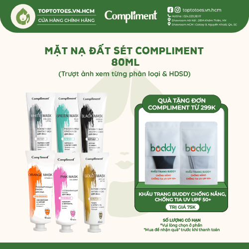 Mặt nạ đất sét Compliment detox da, làm sáng, kiềm dầu, se khít lỗ chân lông 80ml