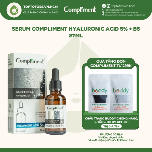 Serum Compliment Hyaluronic Acid 5% + B5 cấp nước, giữ ẩm, phục hồi 27ml