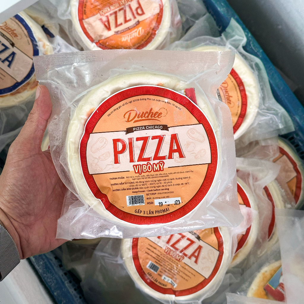 Pizza Chicago Duchee Nhân Nhồi, Size 17cm, Gấp 3 Lần Phô Mai, Béo Ngậy, Kéo Sợi Dài