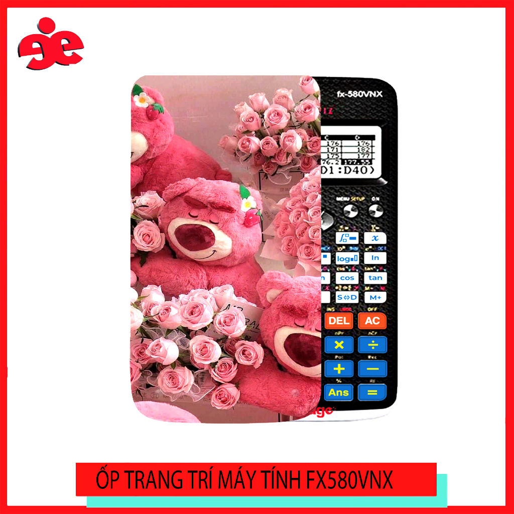 ỐP MÁY TÍNH CASIO FX 580VNX HÌNH GẤU HỒNG- NHẬN IN THEO YÊU CẦU
