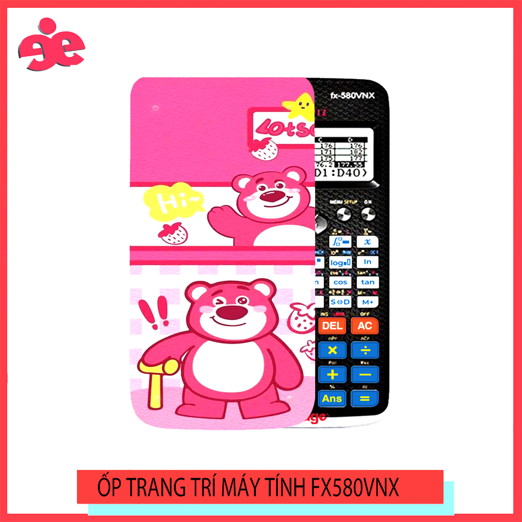 ỐP MÁY TÍNH CASIO FX 580VNX HÌNH GẤU HỒNG- NHẬN IN THEO YÊU CẦU