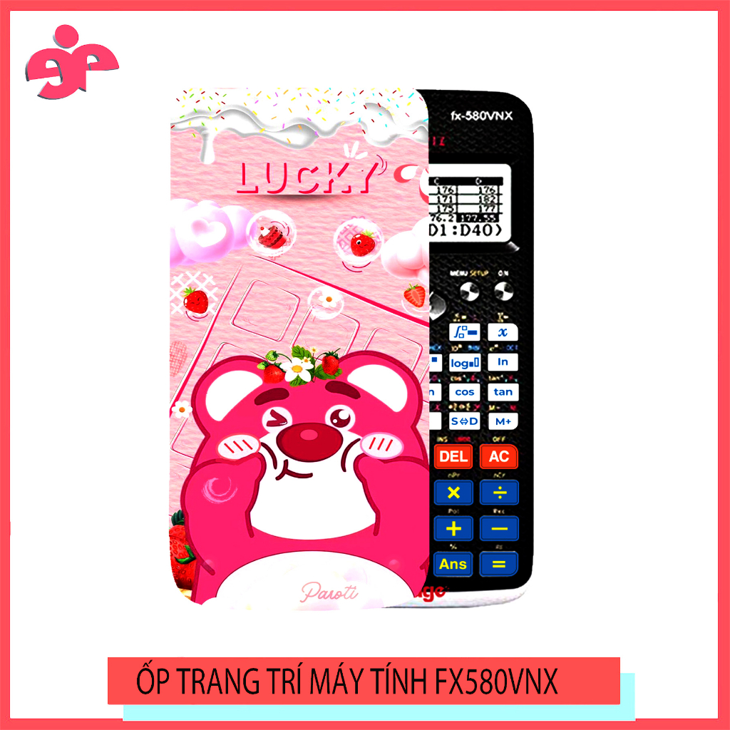 ỐP MÁY TÍNH CASIO FX 580VNX HÌNH GẤU HỒNG- NHẬN IN THEO YÊU CẦU