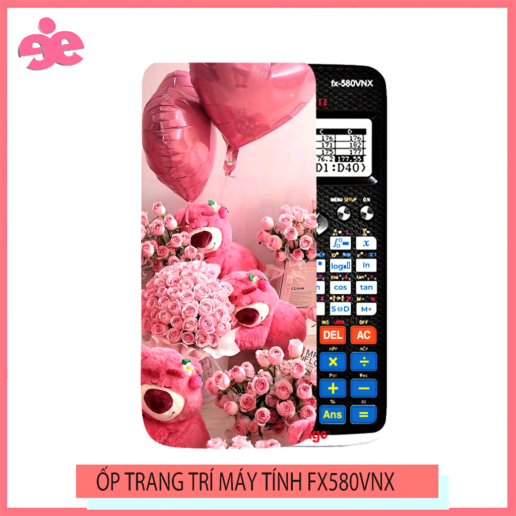 ỐP MÁY TÍNH CASIO FX 580VNX HÌNH GẤU HỒNG- NHẬN IN THEO YÊU CẦU