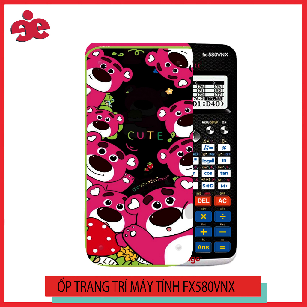 ỐP MÁY TÍNH CASIO FX 580VNX HÌNH GẤU HỒNG- NHẬN IN THEO YÊU CẦU