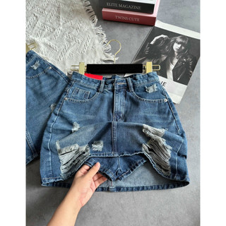 Chân Váy Denim Sờn Rách Phong Cách