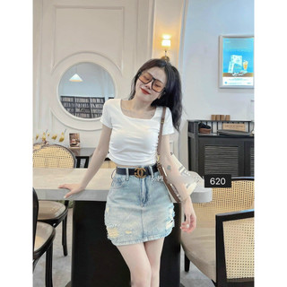 Chân Váy Denim Sờn Rách Phong Cách