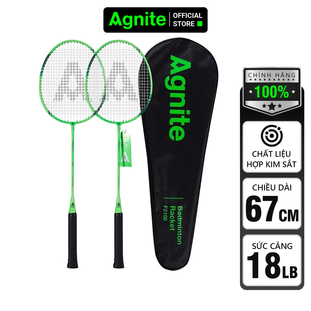 Bộ 2 vợt cầu lông chính hãng AGNITE giá rẻ, khung carbon composite, vợt bền, nhẹ tặng kèm túi vợt