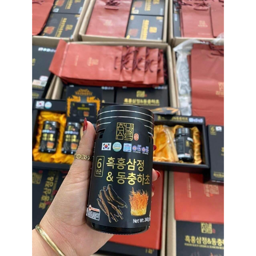 Cao Hắc Sâm Đông Trùng Hạ Thảo Hàn Quốc Cô Đặc 100%, Hộp 4 lọ x 240gr