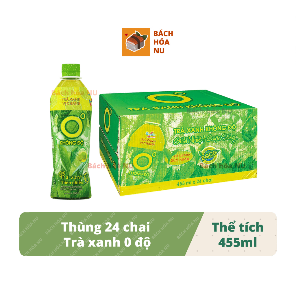 Thùng 24 chai Trà xanh không độ 455ml - Trà xanh 0 độ 455ml