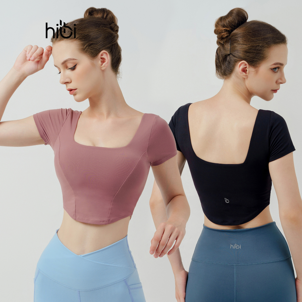 Áo Croptop Tập Yoga Gym Hibi Sports Cr823, Kiểu Corset Cổ Vuông, Kèm Mút Ngực