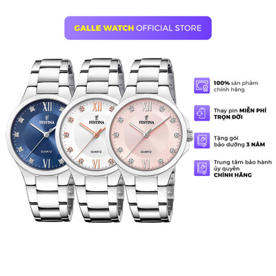 Đồng hồ nữ Festina Watch F20582 mặt kính Cường lực, máy pin chống nước, dây thép đeo tay cao cấp chính hãng Thụy Sĩ