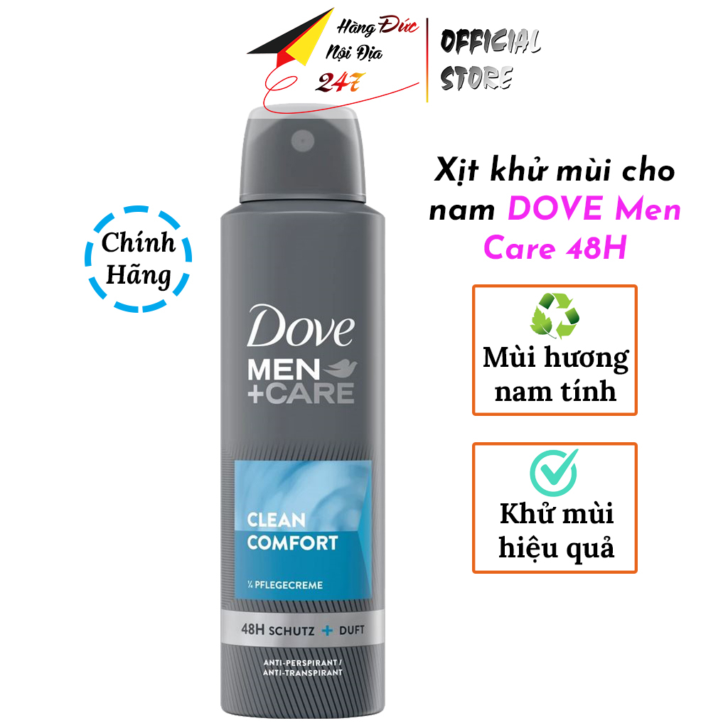 Xịt khử mùi nam Dove Men, ngăn ngừa mùi mồ hôi hiệu quả, lưu hương nam tính thơm lâu