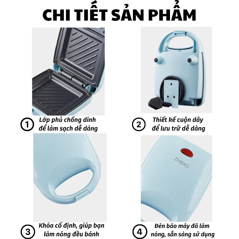 Máy Nướng Bánh Mì Sandwich Kẹp Làm Nóng 2 Mặt Rán Trứng Làm Đồ Ăn Sáng Nhanh Chóng Tiện Lợi SP41233123