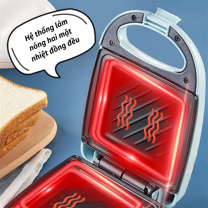 Máy Nướng Bánh Mì Sandwich Kẹp Làm Nóng 2 Mặt Rán Trứng Làm Đồ Ăn Sáng Nhanh Chóng Tiện Lợi SP41233123