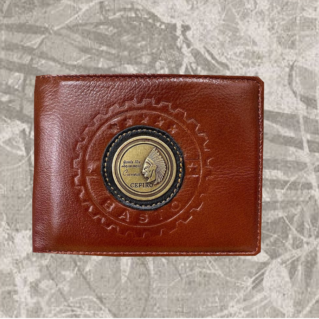 Ví Nam -Bóp Da Bò Cao Cấp Cefiro Logo Tộc Trưởng -ví da nam ví đứng thiết kế nhiều ngăn đựng tiền đựng thẻ bảo hành 12TT