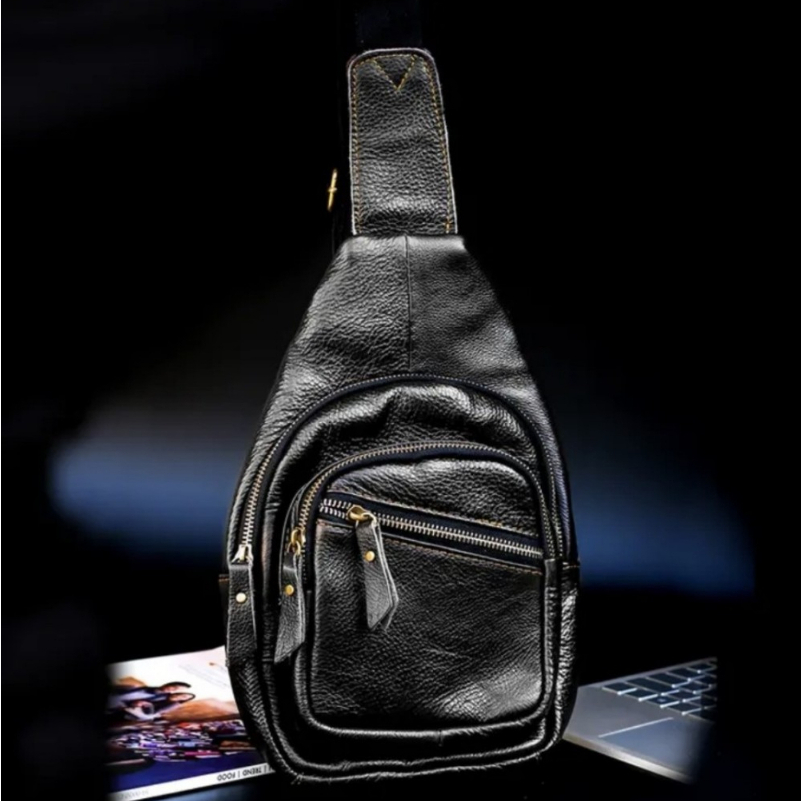 Túi Đeo Chéo Nam Da Bò Thật Nguyên Tấm Có Nhiều Ngăn Phong Cách , Túi Bao Tử Đẹp Khoá Hợp Kim Xịn- Da Thật Nguyên Tấm