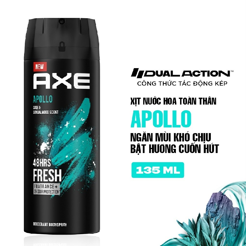 Xịt khử mùi AXE Apollo hương Tươi mát chai 135ml