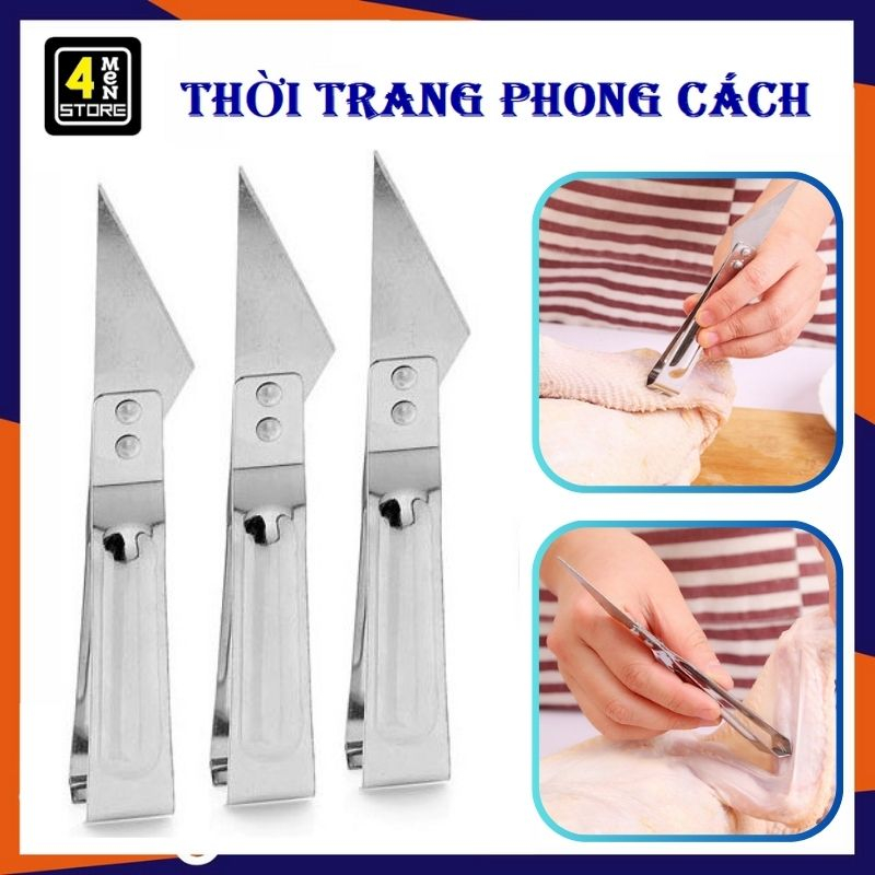 Nhíp Nhổ Lông Gà Vịt Kèm Dao Làm Lòng Đa Năng 2 Trong 1  Thép Không Gỉ Tiện Lợi - Dao Nhíp Nhổ Lông Gà . Cạo Móng Heo