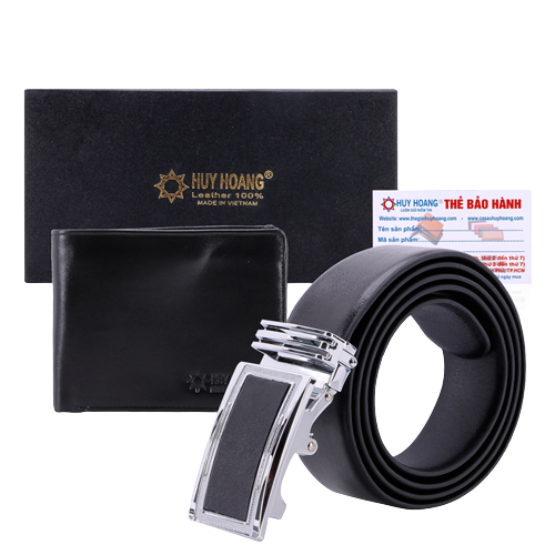 Bóp nam & Dây nịt nam Huy Hoàng da bò màu đen HP2102-HP4111