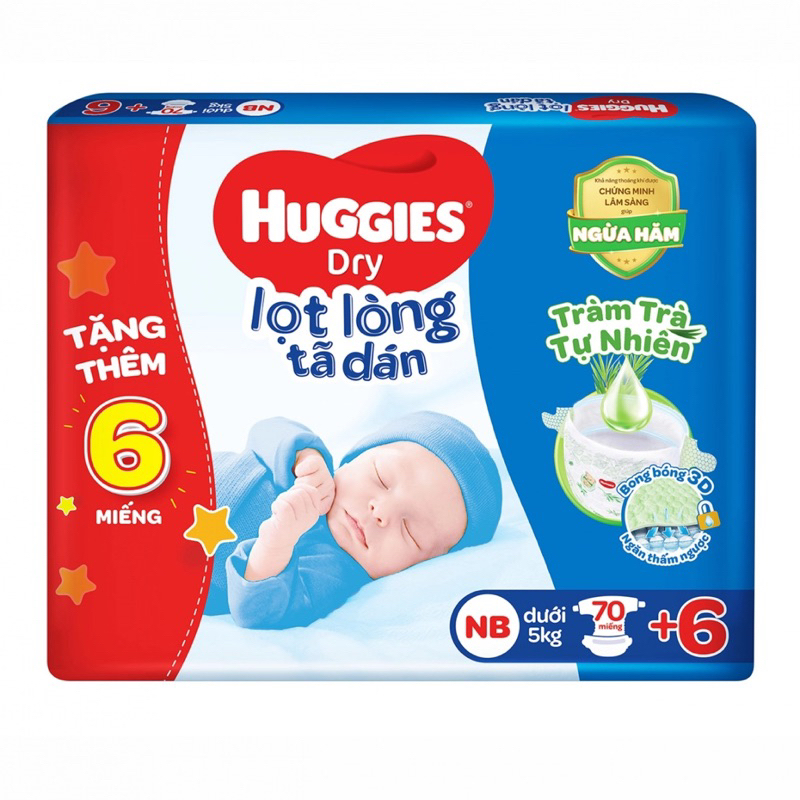 Combo 2 Bịch Tả Dán Lót Size Newborn NB1 108, Dán NB 70+6, Dán S80+2, M76+3