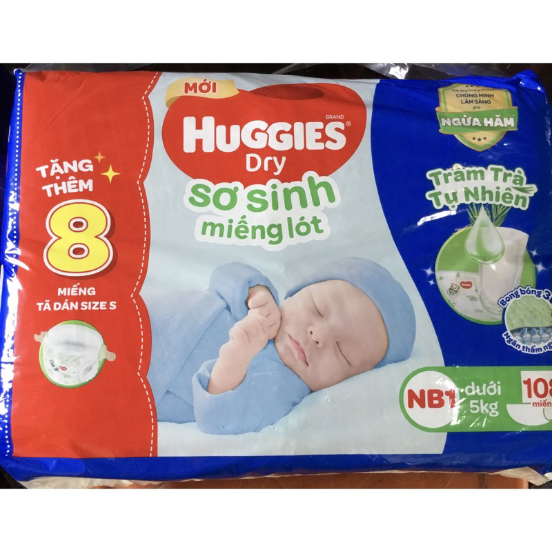 Combo 2 Bịch Tả Dán Lót Size Newborn NB1 108, Dán NB 70+6, Dán S80+2, M76+3