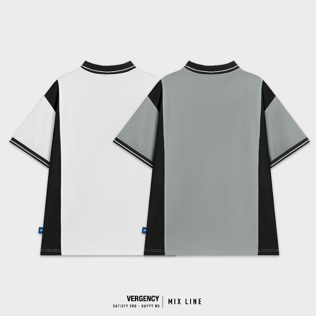 Áo polo Vergency nam nữ 016 Mix Line/ Gray, white