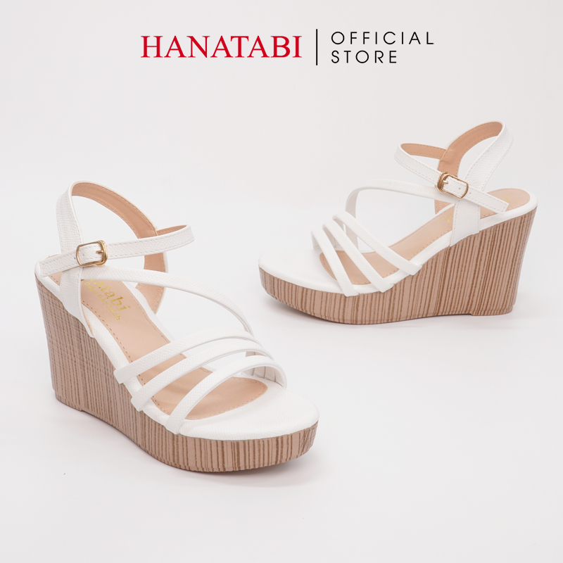 Sandal Nữ Hanatabi 3 Quai Đế PU Vân Gỗ Siêu Nhẹ Cao 9cm Hậu C Mã HNSDX9F853