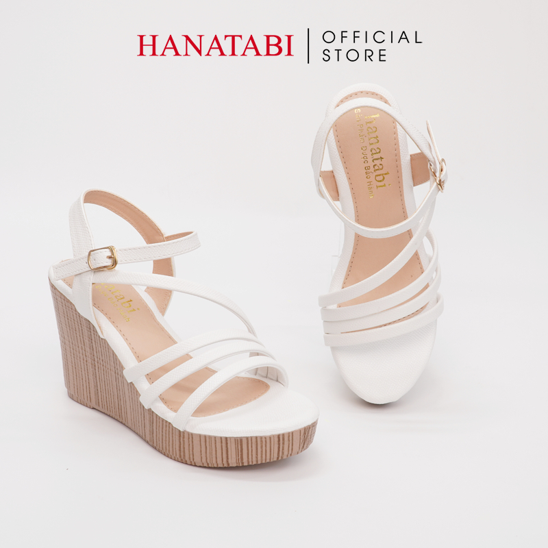 Sandal Nữ Hanatabi 3 Quai Đế PU Vân Gỗ Siêu Nhẹ Cao 9cm Hậu C Mã HNSDX9F853