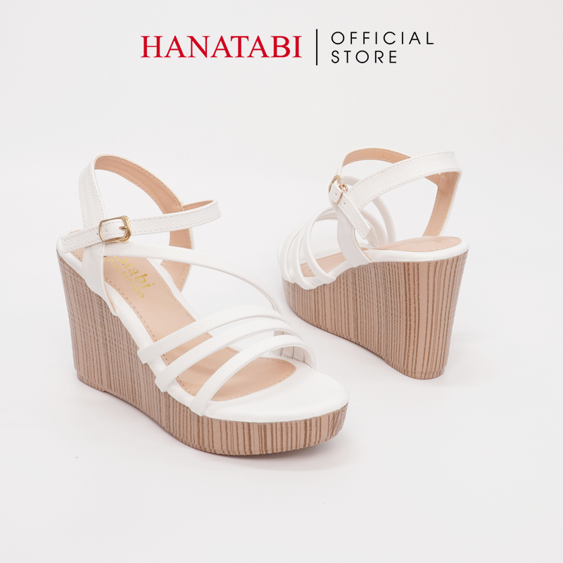 Sandal Nữ Hanatabi 3 Quai Đế PU Vân Gỗ Siêu Nhẹ Cao 9cm Hậu C Mã HNSDX9F853