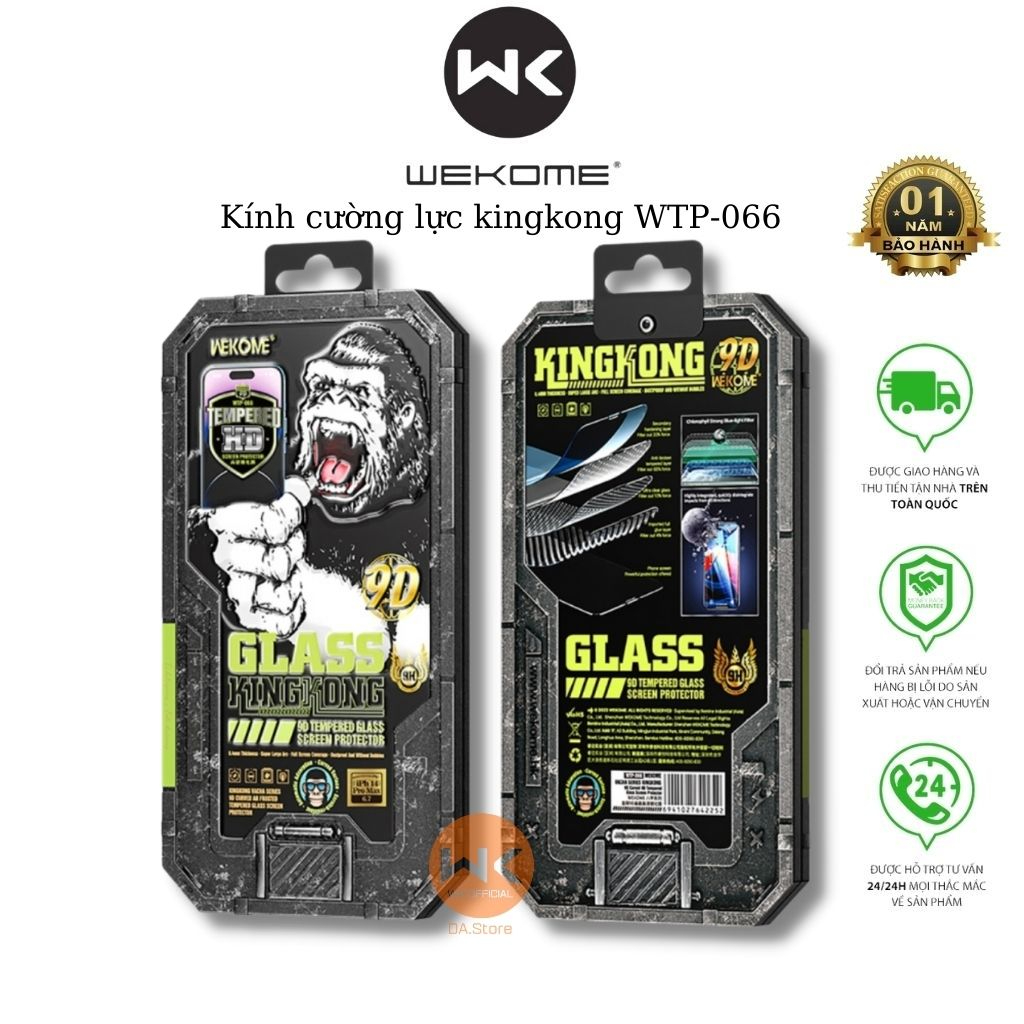 Kính cường lực KingKong WEKOME WTP-066 full màn, hạn chế vân tay tối đa, bảo vệ điện thoại, mẫu mới nhất