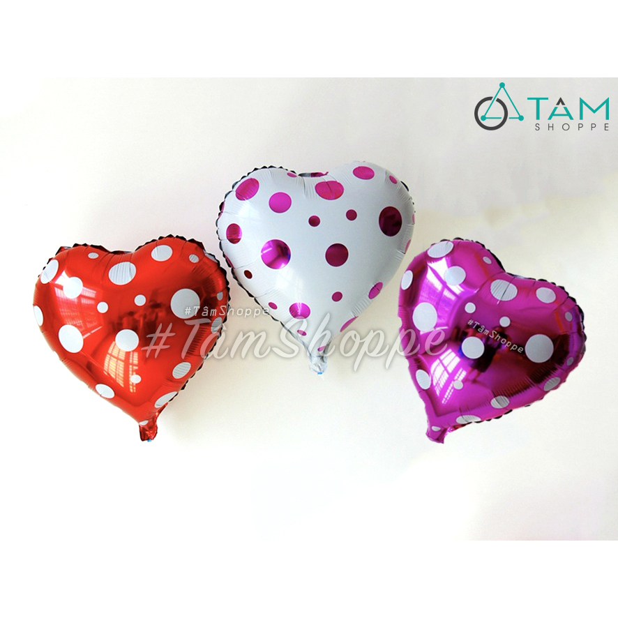 Bong bóng kiếng trái tim chấm bi 35cm BBK-TIM-01