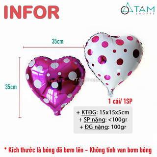 Bong bóng kiếng trái tim chấm bi 35cm BBK-TIM-01