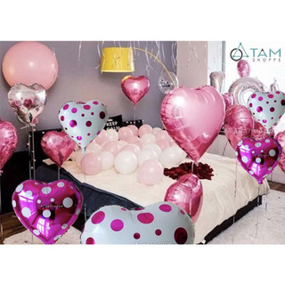 Bong bóng kiếng trái tim chấm bi 35cm BBK-TIM-01