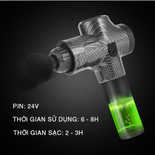 Súng massage cầm tay cao cấp em009 30 mức độ rung, 6 đầu massage,màn lcd, điều khiển cảm ứng 1 chạm