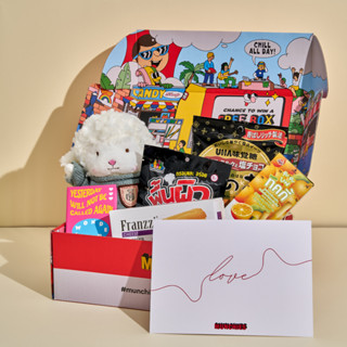 Hộp quà Munchies HAPPY, kèm gấu bông, sổ tay mini, bánh kẹo ngoại nhập Nhật/Thái/HK,.. tặng kỉ niệm, sinh nhật, bạn gái