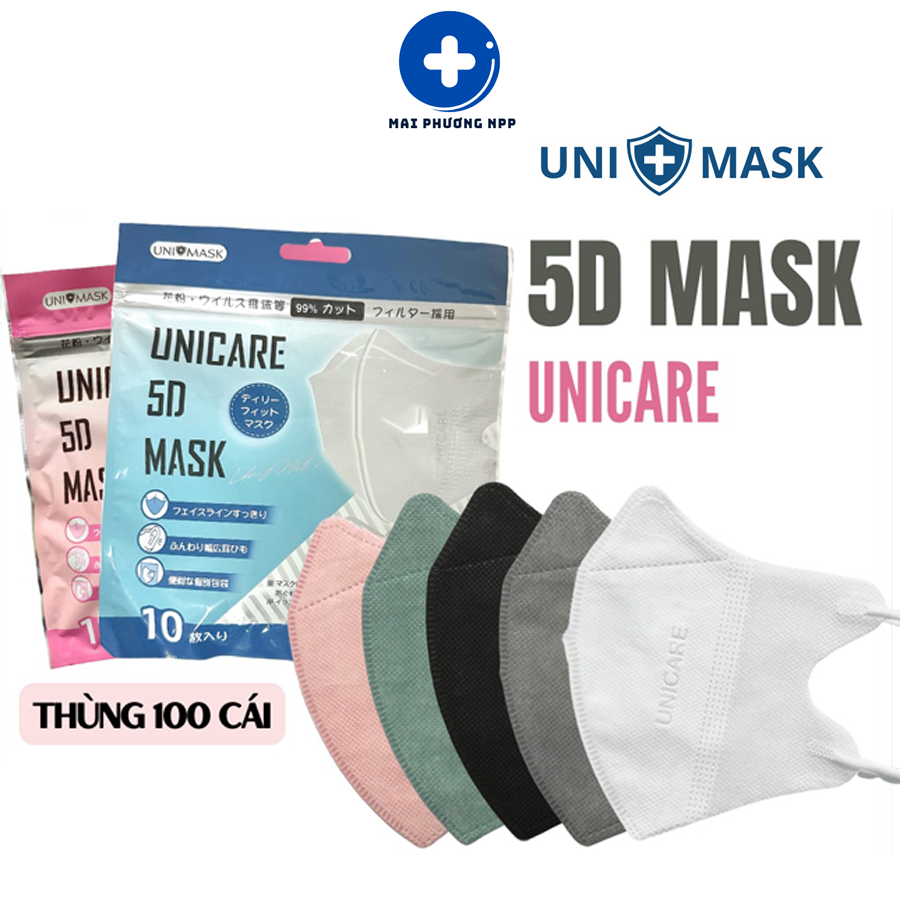 Thùng 100 Chiếc Khẩu Trang 5D Uni Mask Người Lớn