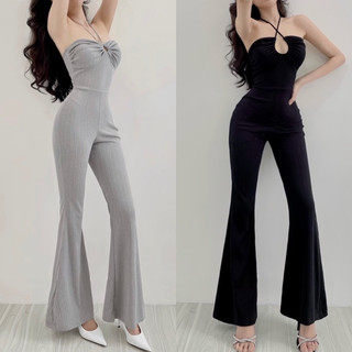 Bộ jum cổ yếm chéo dây ôm body dáng quần dài ống loe