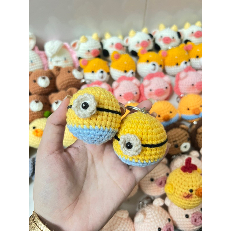 Móc khoá len đầu thú dễ thương