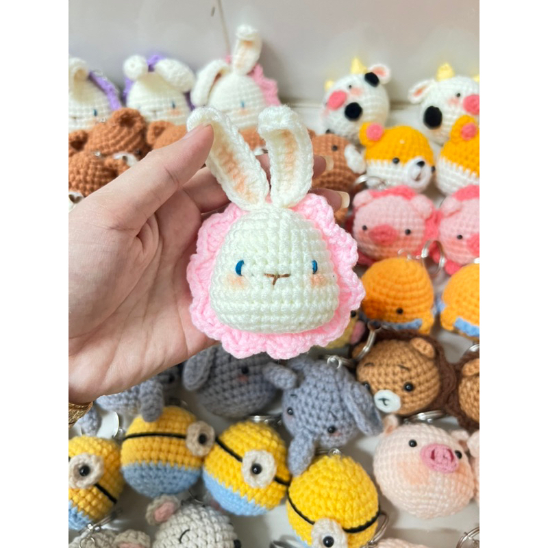 Móc khoá len đầu thú dễ thương