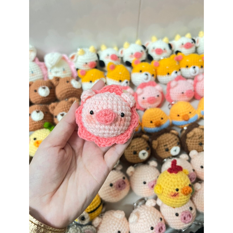 Móc khoá len đầu thú dễ thương