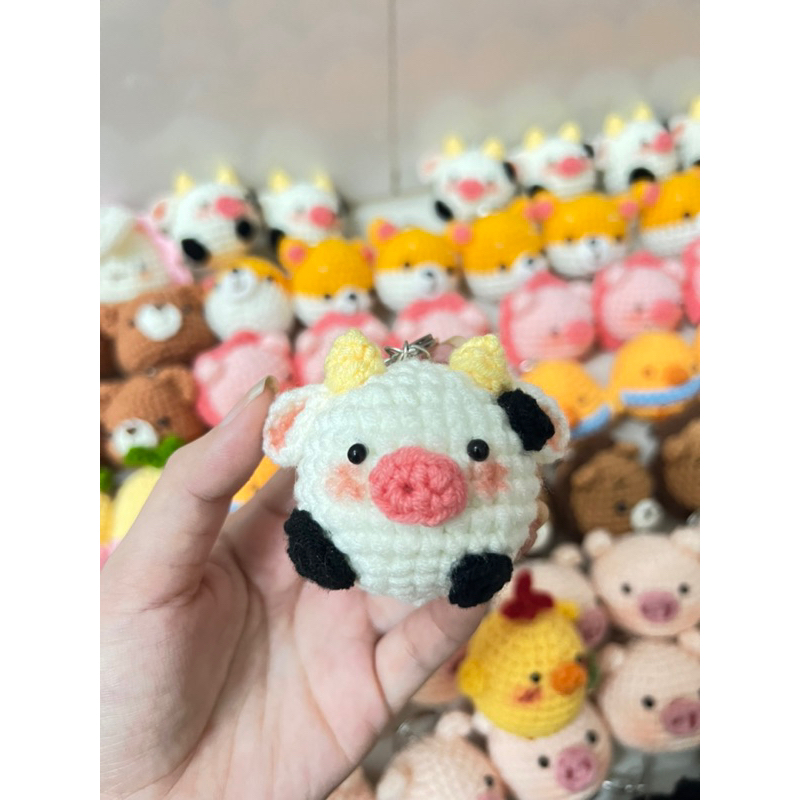 Móc khoá len đầu thú dễ thương