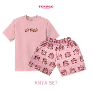 Bộ đồ Unisex Tokago Anya, phông Spy x Family anime tay lỡ màu hồng đáng yêu nữ cotton form rộng