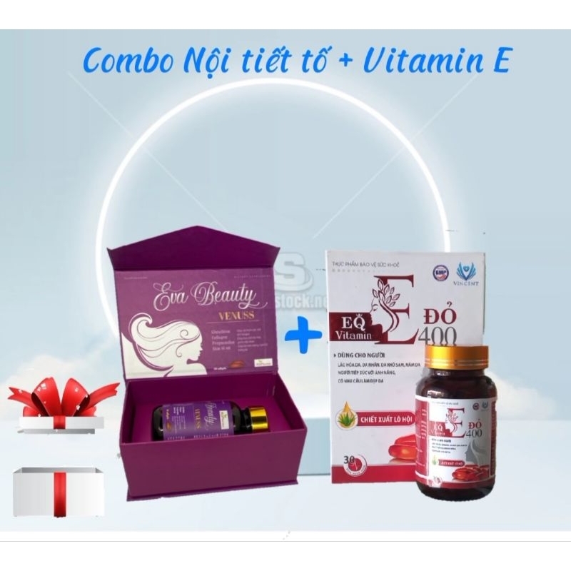 Vitamin E + Eva Beauty venuss - Nội tiết tố suy giảm,khô da, sạm da nám,tàn nhang,khô hạn, trắng da, hạn chế não hóa da