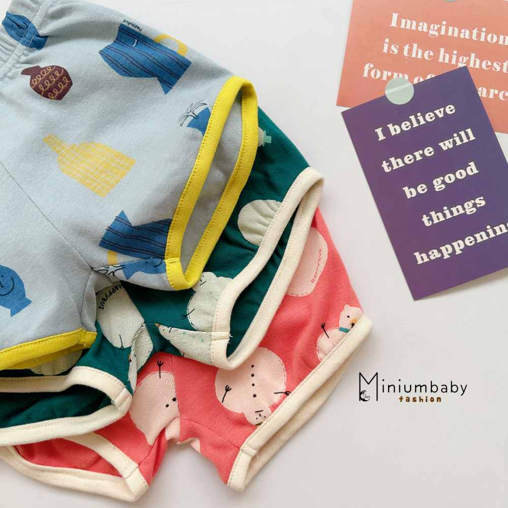 Quần đùi cotton màu sắc bắt mắt cho bé trai, bé gái từ 1-6 tuổi, quần cộc/ngắn trẻ em miniumbabyfashion QC1591, QC1480
