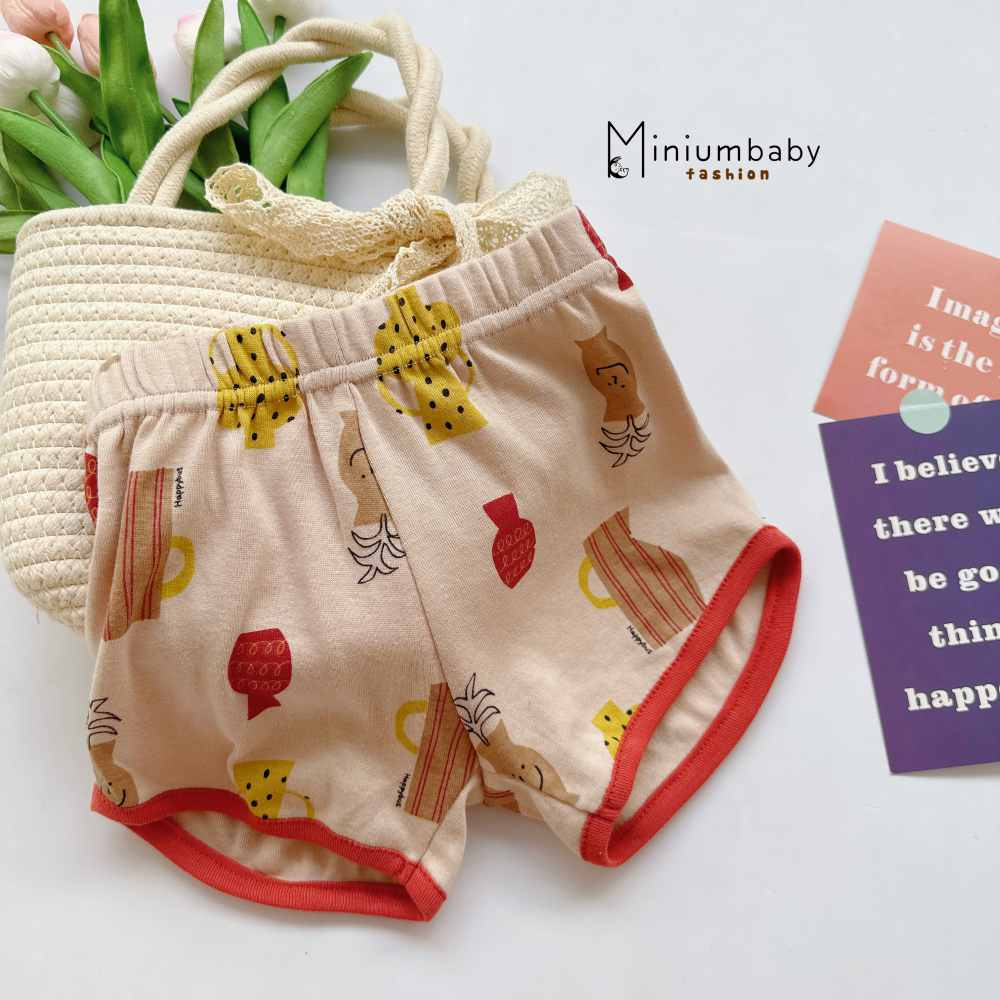 Quần đùi cotton màu sắc bắt mắt cho bé trai, bé gái từ 1-6 tuổi, quần cộc/ngắn trẻ em miniumbabyfashion QC1591, QC1480