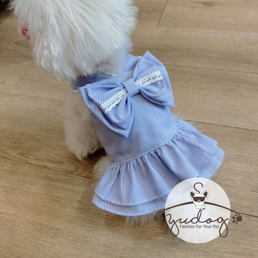 Đầm mặc cho chó mèo yudog - Đầm nhung 2 dây cho chó mèo thú cưng
