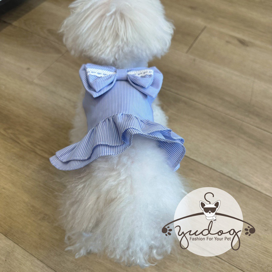 Đầm mặc cho chó mèo yudog - Đầm nhung 2 dây cho chó mèo thú cưng