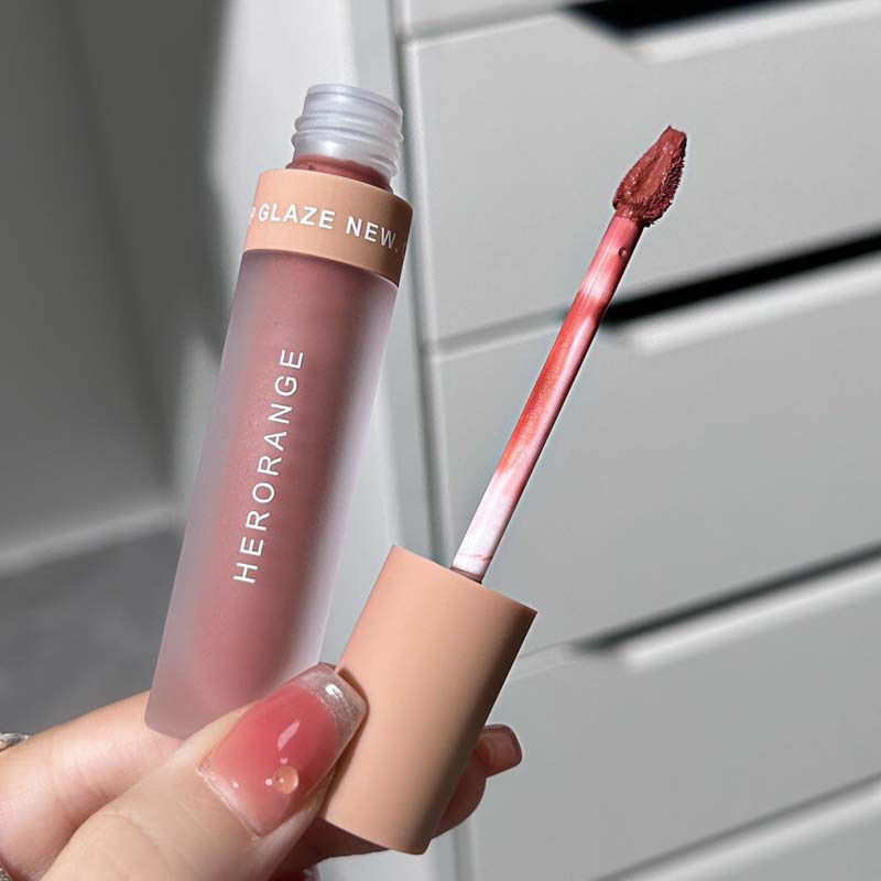 Ranliy✨Son Kem Lì Herorange Thiết Kế Vỏ Dễ Thương Trong Suốt